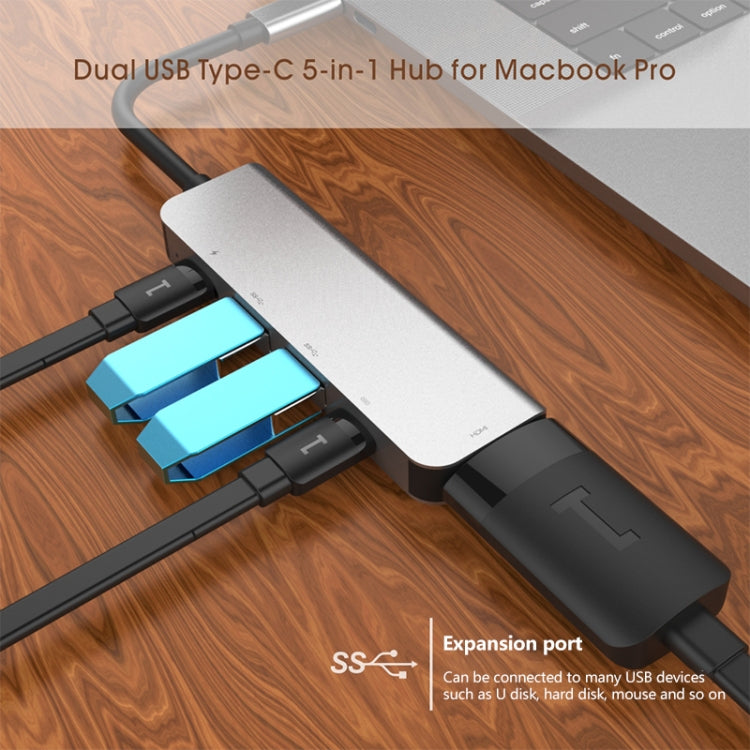 Адаптер-концентратор 5-в-1 HDMI + USB x 2 + PD x 2 на USB-C / Type-C
