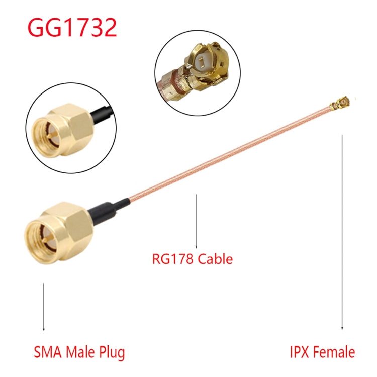 Кабель-адаптер IPX Female - GG1732 SMA Male RG178, длина: 15 см