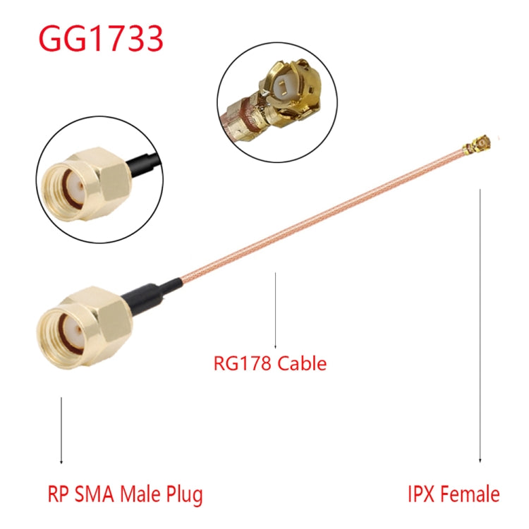 Кабель-адаптер IPX Female - GG1733 RP-SMA Male RG178, длина: 15 см