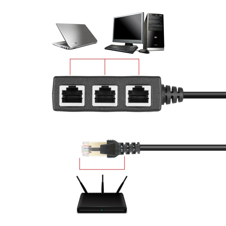 Сетевой удлинитель-разветвитель RJ45 для локальной сети Ethernet с 1 на 3 розетки