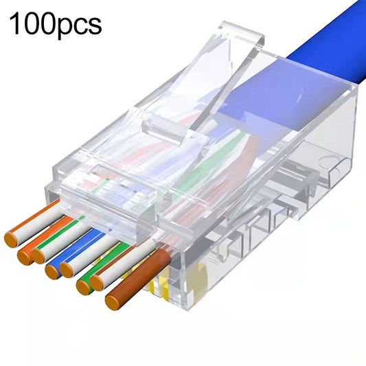 100 шт. / Упаковка: разъем Cat5e RJ45, неэкранированный, проходной, модульный, золотой: 3u