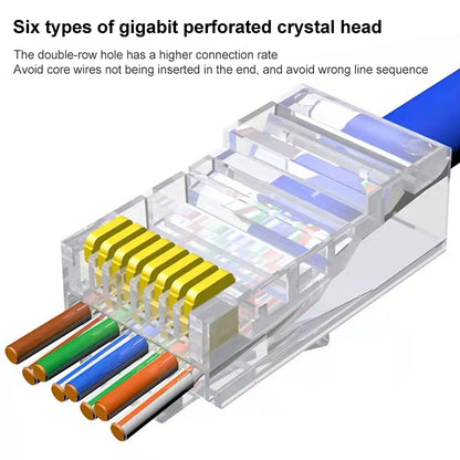 100 шт. / Упаковка: разъем Cat5e RJ45, неэкранированный, проходной, модульный, золотой: 3u