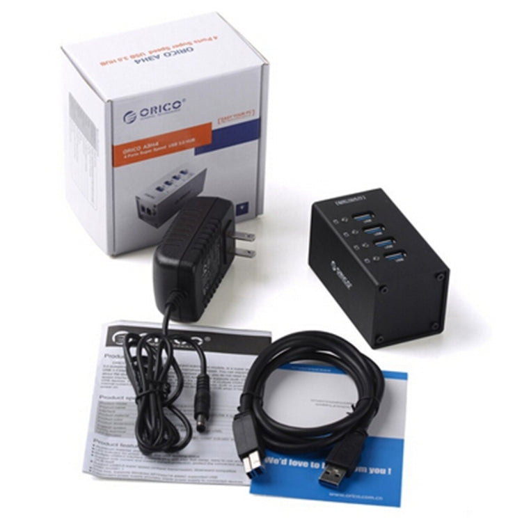 Высокоскоростной алюминиевый концентратор ORICO A3H4 на 4 порта USB 3.0 с блоком питания 12 В/2,5 А для ноутбуков