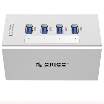 Высокоскоростной алюминиевый концентратор ORICO A3H4 на 4 порта USB 3.0 с блоком питания 12 В/2,5 А для ноутбуков