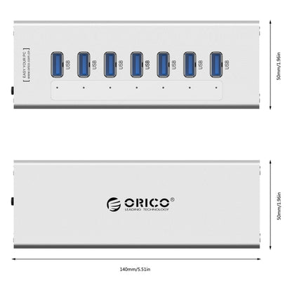 ORICO A3H7 алюминиевый высокоскоростной концентратор USB 3.0 на 7 портов с блоком питания 12 В/2,5 А для ноутбуков