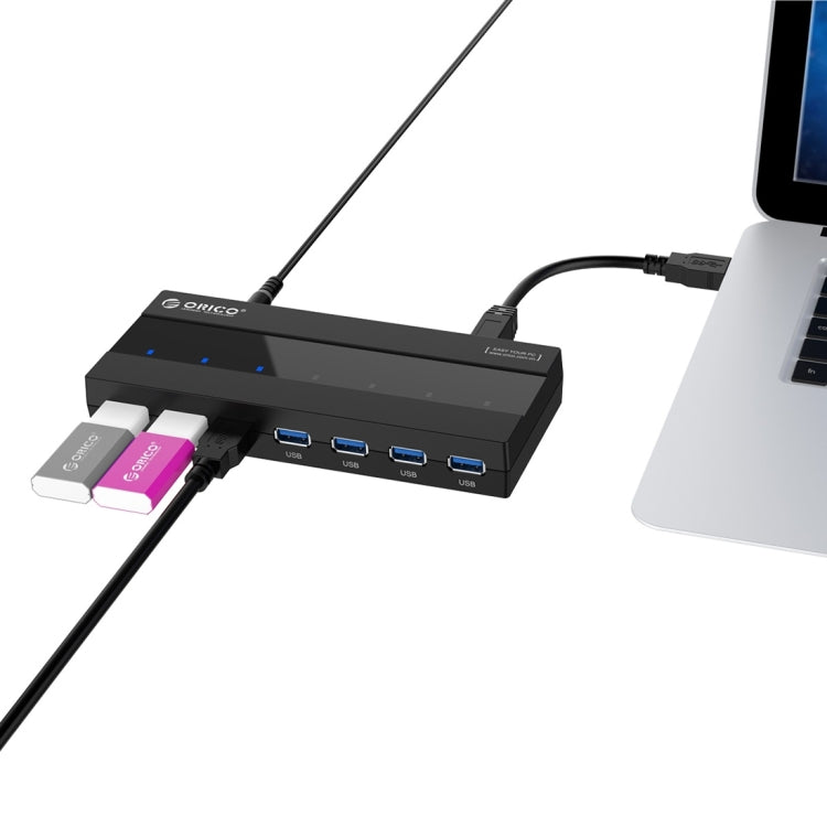 ORICO H727RK-U3 ABS High Speed 7 Ports USB 3.0 HUB with 12V Power Adapter for Laptops / Smartphones