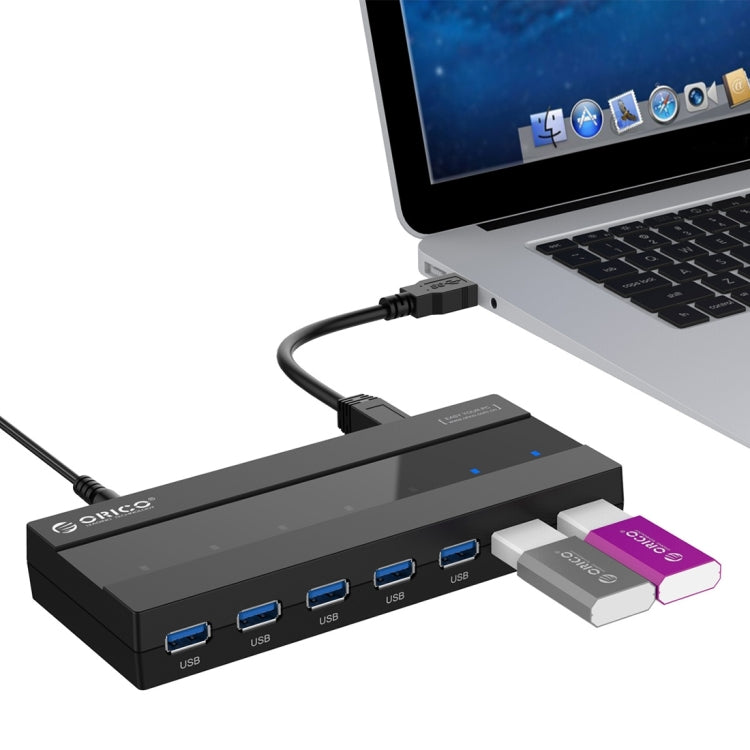 ORICO H727RK-U3 ABS High Speed 7 Ports USB 3.0 HUB with 12V Power Adapter for Laptops / Smartphones
