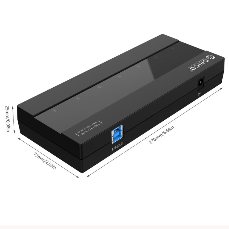 ORICO H727RK-U3 ABS High Speed 7 Ports USB 3.0 HUB with 12V Power Adapter for Laptops / Smartphones