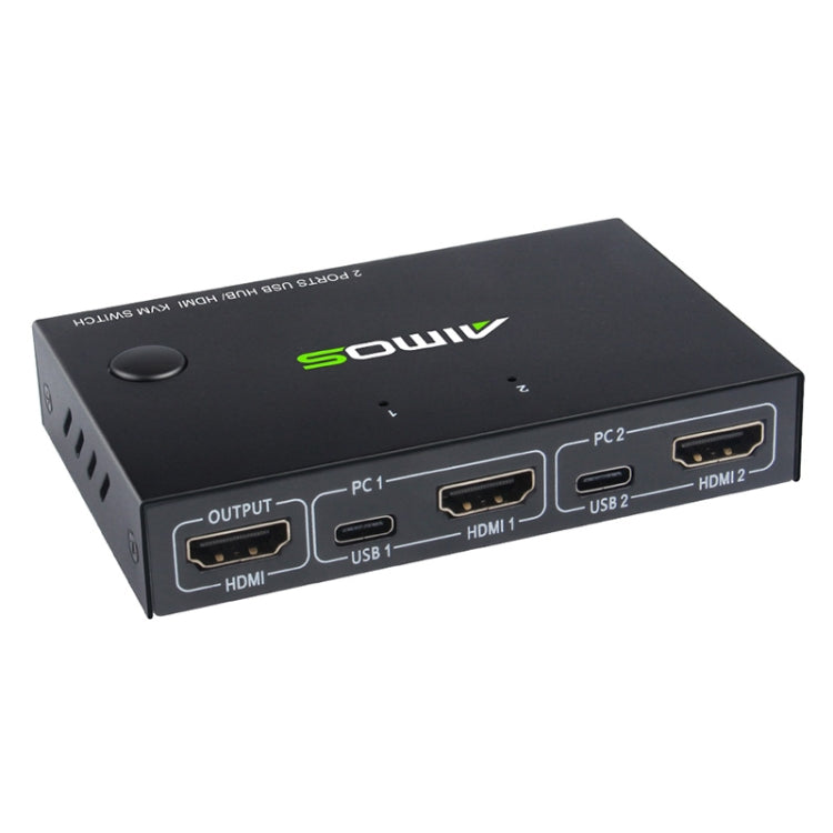 AIMOS AM-KVM201CC 2-портовый USB-концентратор HDMI KVM-переключатель без удлинительного кабеля