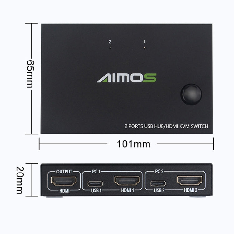 AIMOS AM-KVM201CC 2-портовый USB-концентратор HDMI KVM-переключатель без удлинительного кабеля