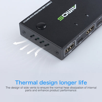 AIMOS AM-KVM201CC 2-портовый USB-концентратор HDMI KVM-переключатель без удлинительного кабеля