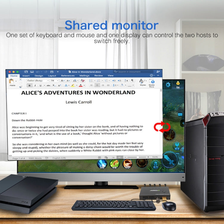 AIMOS AM-KVM201CC 2-портовый USB-концентратор HDMI KVM-переключатель без удлинительного кабеля