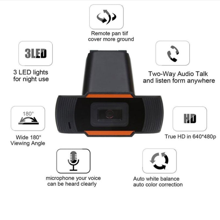 Веб-камера A870 480P HD 360 градусов, USB 2.0, с микрофоном для компьютера, ноутбука и Skype, длина кабеля: 1,4 м