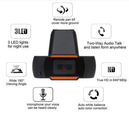 Веб-камера A870 480P HD 360 градусов, USB 2.0, с микрофоном для компьютера, ноутбука и Skype, длина кабеля: 1,4 м