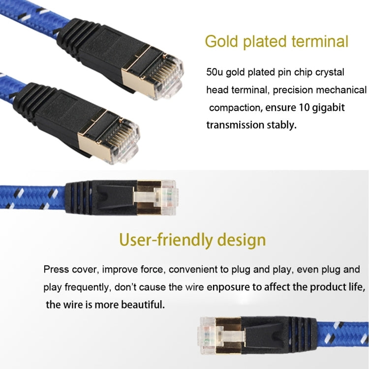 Позолоченный сверхплоский патч-корд CAT-7 10 Gigabit Ethernet длиной 1,8 м для локальной сети модема-маршрутизатора, оснащенный экранированным разъемом RJ45