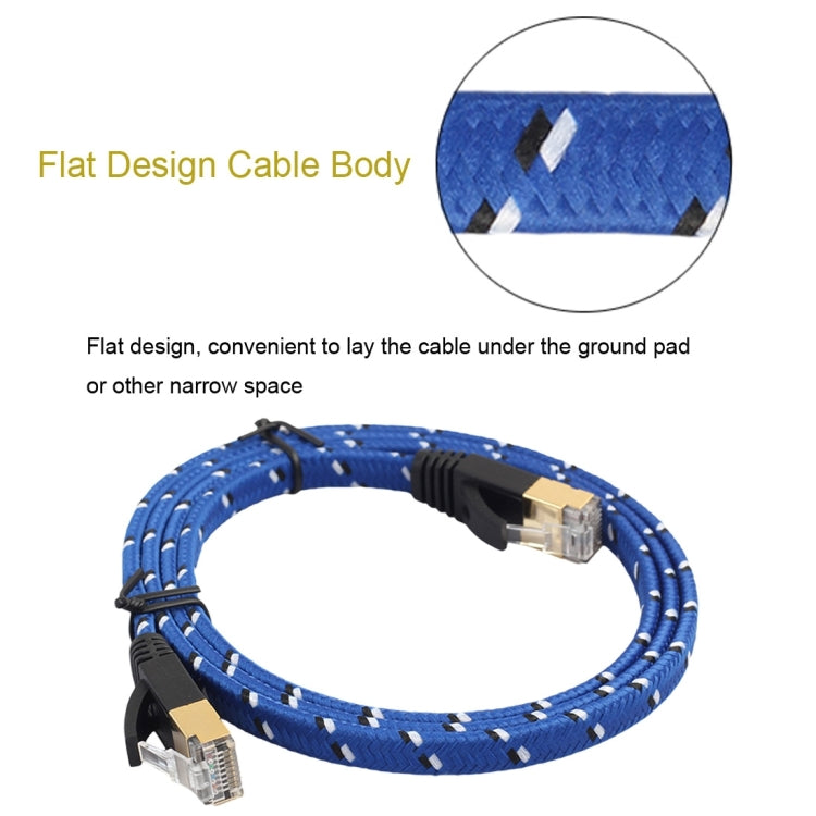 10m Gold Plated CAT-7 10 Gigabit Ethernet Ultra Flat Patch Cable for Modem Router LAN Network, Built with Shielded RJ45 Connector