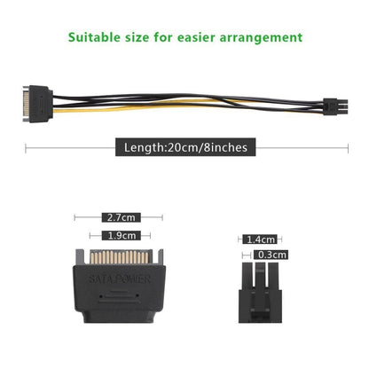 20cm SATA 15 Pin to 6 Pin PCI Express Graphics Video Card Sata Power Cable