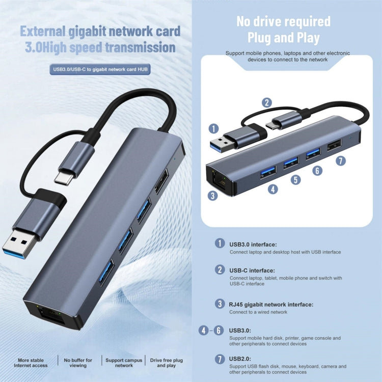 BYL-2208TU 5 в 2 USB + USB-C / Type-C - USB Многофункциональная док-станция-концентратор Адаптер