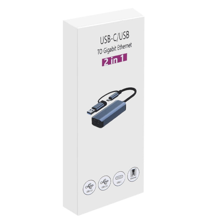 BYL-2207TU 2 в 1 USB + Type-C - RJ45 док-станция-концентратор адаптер