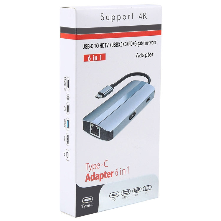 BYL-2209 6-в-1 USB-C / Type-C - USB Многофункциональная док-станция-концентратор Адаптер