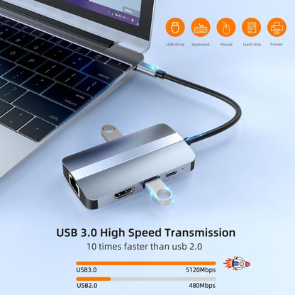 BYL-2203 6-в-1 USB-C / Type-C - USB Многофункциональная док-станция-концентратор Адаптер