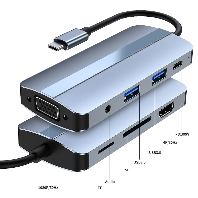 BYL-2105 8-в-1 USB-C / Type-C - USB Многофункциональная док-станция-концентратор Адаптер