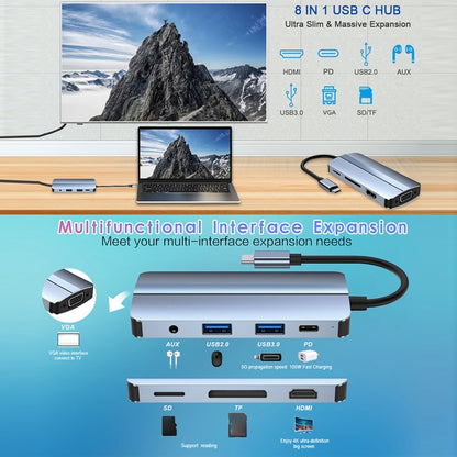 BYL-2105 8-в-1 USB-C / Type-C - USB Многофункциональная док-станция-концентратор Адаптер
