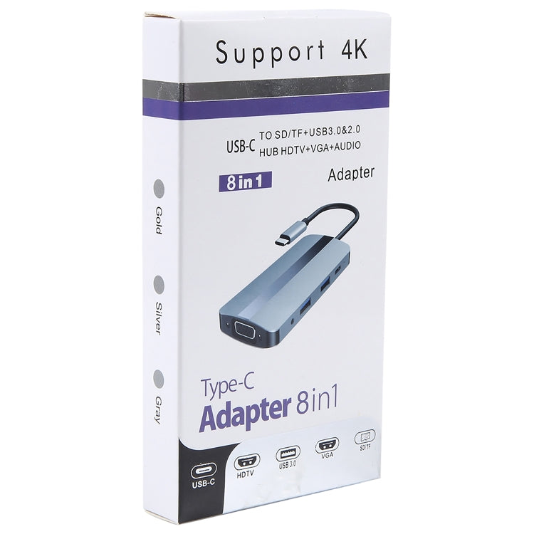 BYL-2105 8-в-1 USB-C / Type-C - USB Многофункциональная док-станция-концентратор Адаптер