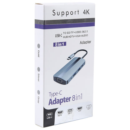 BYL-2105 8-в-1 USB-C / Type-C - USB Многофункциональная док-станция-концентратор Адаптер