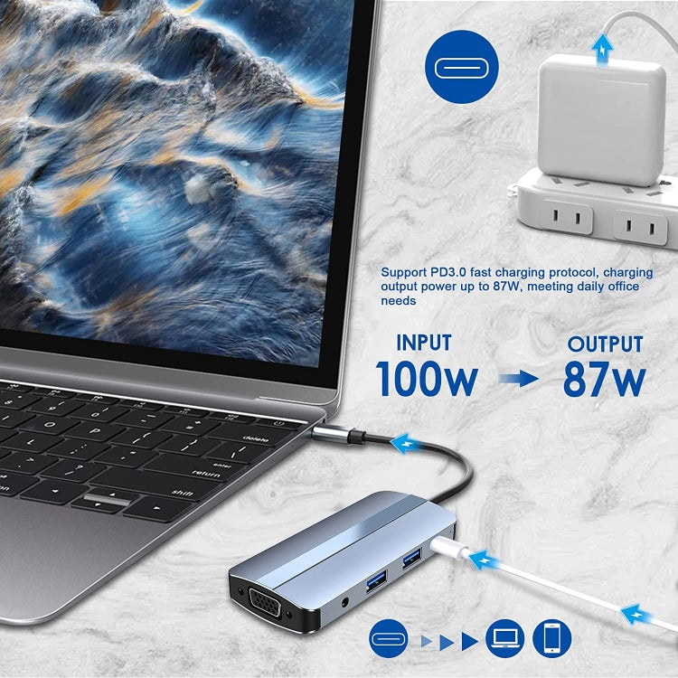 BYL-2105 8-в-1 USB-C / Type-C - USB Многофункциональная док-станция-концентратор Адаптер