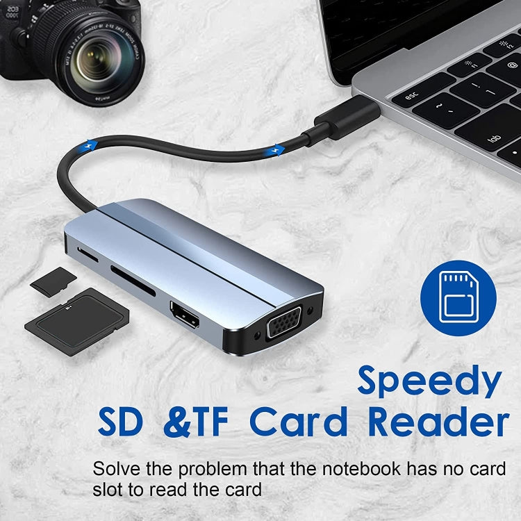 BYL-2105 8-в-1 USB-C / Type-C - USB Многофункциональная док-станция-концентратор Адаптер