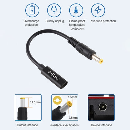 Кабель-адаптер питания и зарядного устройства DP USB-C/Type-C на 5,5 x 2,5 мм
