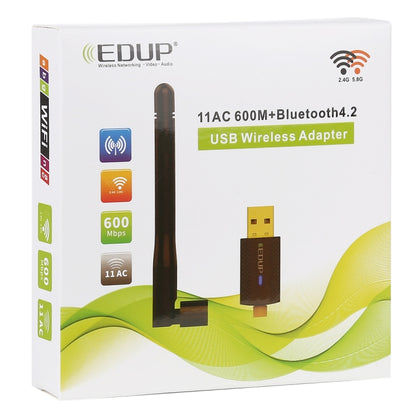 EDUP EP-AC1661 2 в 1 Bluetooth 4.2 + двухдиапазонный высокоскоростной беспроводной USB-адаптер 600 Мбит/с с WiFi-приемником
