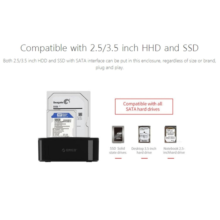 Док-станция для жестких дисков ORICO 6228US3 2,5/3,5 дюйма SATA HDD/SSD с 2 отсеками USB 3.0