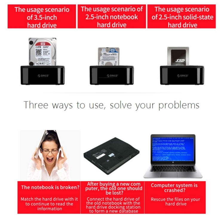 Док-станция для жестких дисков ORICO 6228US3 2,5/3,5 дюйма SATA HDD/SSD с 2 отсеками USB 3.0