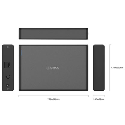Корпус для мобильного жесткого диска ORICO 7688C3 8 ТБ, 3,5 дюйма, USB-C/Type-C, со съемным основанием, длина кабеля: 1 м