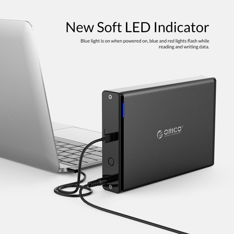 Корпус для мобильного жесткого диска ORICO 7688C3 8 ТБ, 3,5 дюйма, USB-C/Type-C, со съемным основанием, длина кабеля: 1 м
