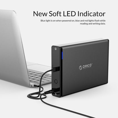 Корпус для мобильного жесткого диска ORICO 7688C3 8 ТБ, 3,5 дюйма, USB-C/Type-C, со съемным основанием, длина кабеля: 1 м