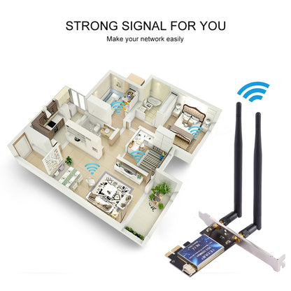 EDUP EP-9620 2 в 1 AC1200 Мбит/с 2,4 ГГц и 5,8 ГГц двухдиапазонный PCI-E WiFi-адаптер с 2 антеннами внешняя сетевая карта + Bluetooth