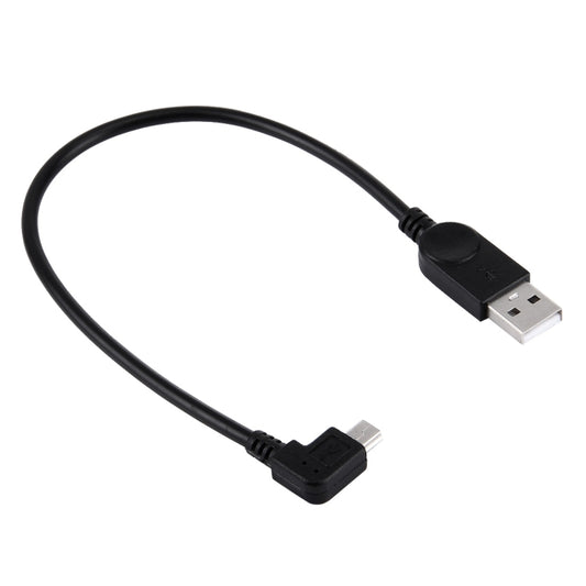 Кабель Mini USB-USB для передачи данных и зарядки, угол 90 градусов, левый, длина: 28 см