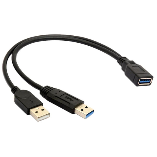 Кабель USB 3.0 (женский) на USB 2.0 + USB 3.0 (мужской) для компьютера/ноутбука, длина: 29 см