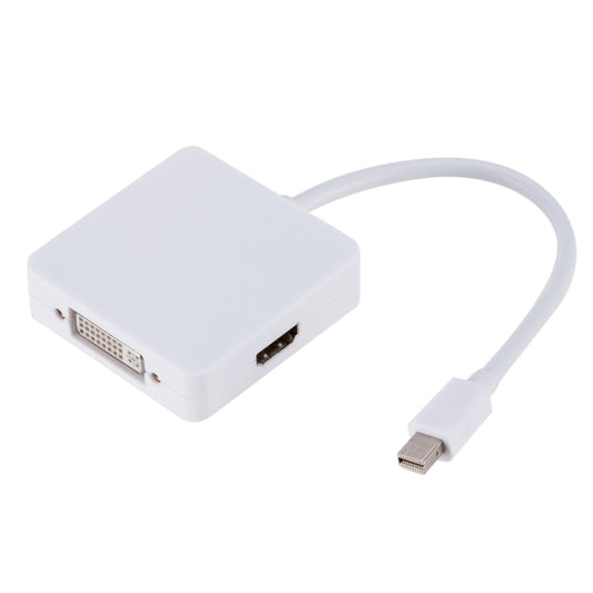 Квадратный адаптер 3-в-1 Mini DP «папа» на HDMI + VGA + DVI «мама», длина кабеля: 18 см