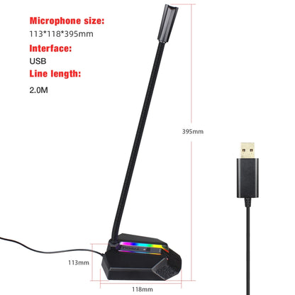 Гибкий USB-микрофон HXSJ TSP202 с RGB-подсветкой для голосового чата и видеоконференций