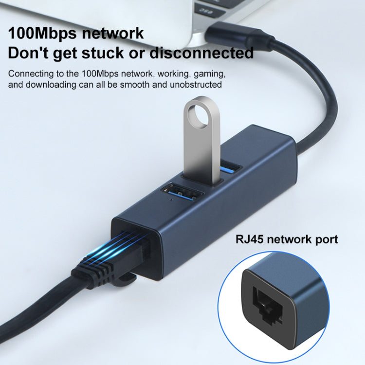 RDS 6307-3 USB-C / Type-C на USB3.0 + два USB2.0 + RJ45 4-в-1 концентратор-адаптер