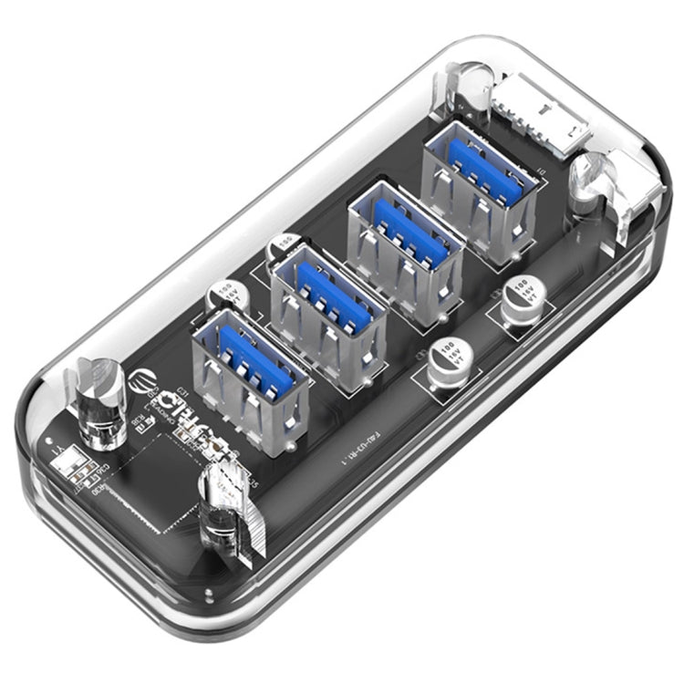 ORICO F4U 4 x USB 3.0 Ports 5Gbps Fast Transmission Desktop HUB with Blue LED Indicator Light