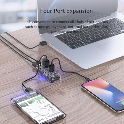 ORICO F4U 4 x USB 3.0 Ports 5Gbps Fast Transmission Desktop HUB with Blue LED Indicator Light