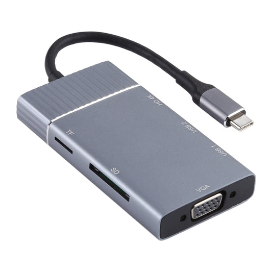 7 в 1: двойной USB 3.0 + TF/SD + HDMI/VGA + разъем 3,5 мм + Type-C / USB-C Многофункциональная док-станция USB-C
