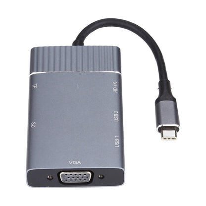 7 In 1 Dual USB 3.0 + TF/SD + HDMI/VGA + 3.5mm Jack + Type-C / USB-C Multi-function USB-C Dock Station