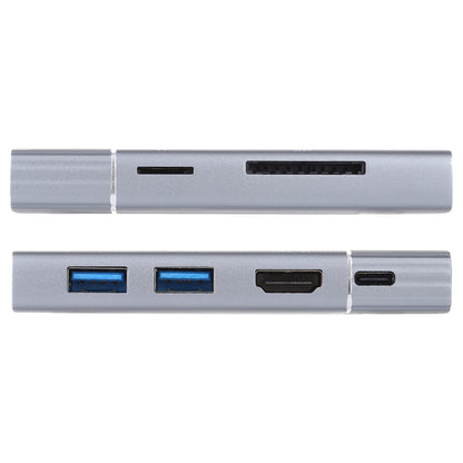 7 In 1 Dual USB 3.0 + TF/SD + HDMI/VGA + 3.5mm Jack + Type-C / USB-C Multi-function USB-C Dock Station