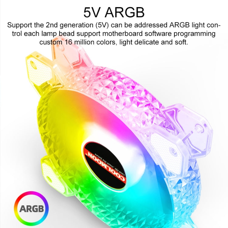 COOLMOON RGB dzesēšanas ventilators 120 mm PWM 6 kontaktu S1 ARGB ventilatori